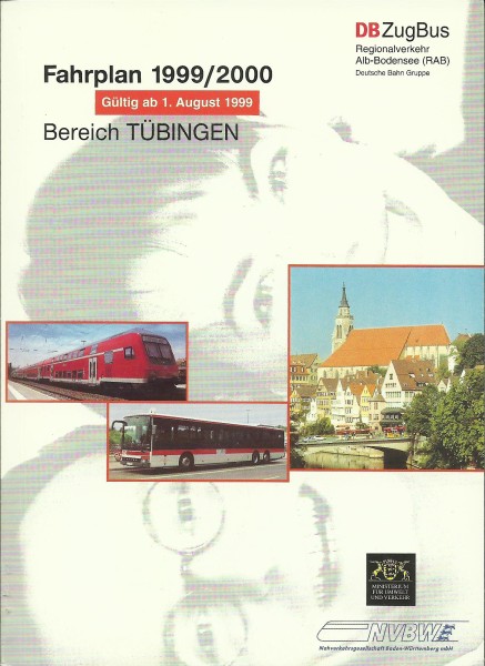 Buch 1999 RAB Fahrplan - Tübingen - Winter Regionalverkehr Alb-Bodensee