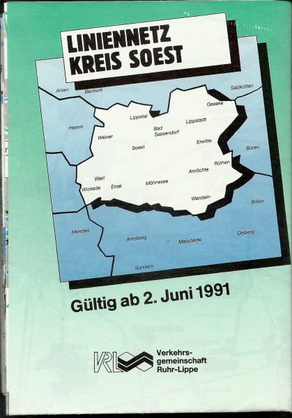 Buch 1991 VGRL Liniennetzplan - Kreis Soest - Verkehrsgemeinschaft Ruhr-Lippe