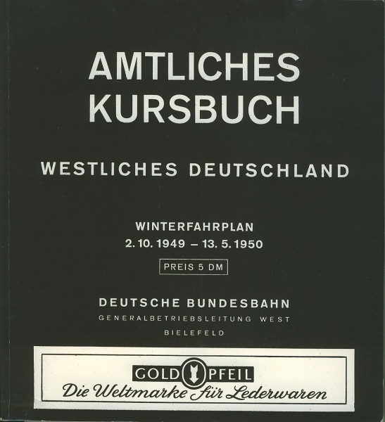 Buch 1949-1950 Amtliches Kursbuch Winter - Westliches Deutschland