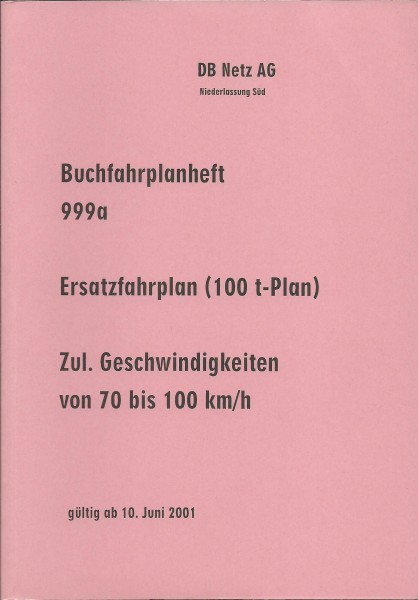 Heft 2001 Buchfahrplan Heft 999a - DB Netz AG - Niederlassung Süd