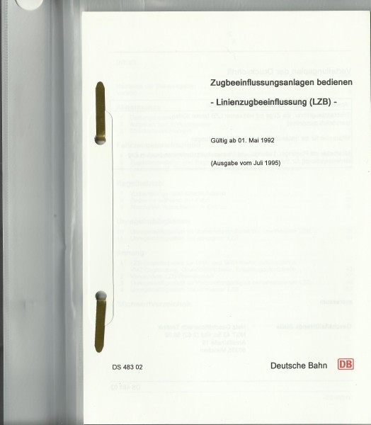 Buch 1992 Zugbeeinflussungsanlagen bedienen DV483.02 - (LZB)