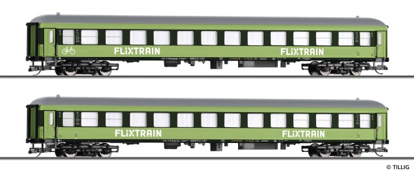TT Reisezugwagen-Paar 'Flix-Train' Teil-2 bestehend aus einem Reisezugwagen mit Fahrradabteil Bmmdz
